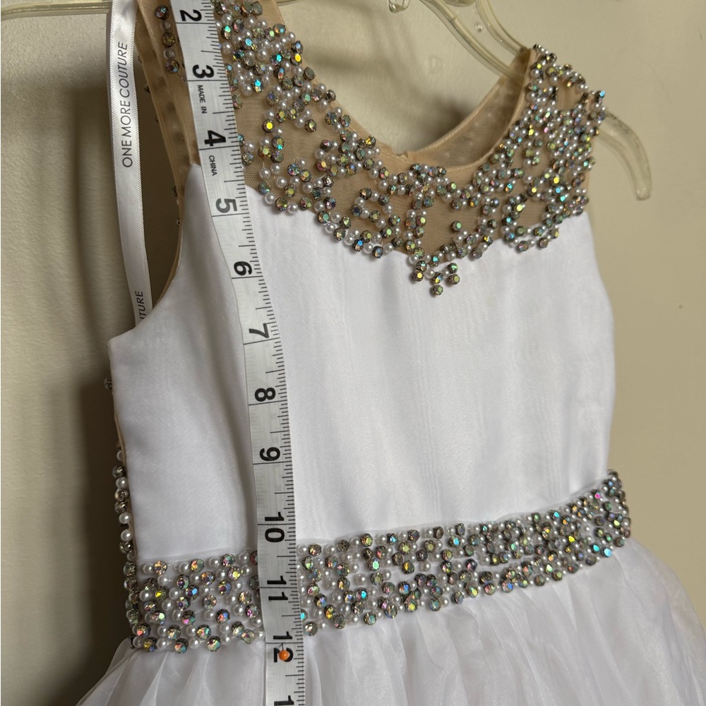 White AB Crystal Beaded Kids Formal gown- size 10/12